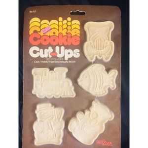 Hutzler Cookie Cut Ups 5 Cutters Sealed #63 Car Train Fish Snowman Bear 1981